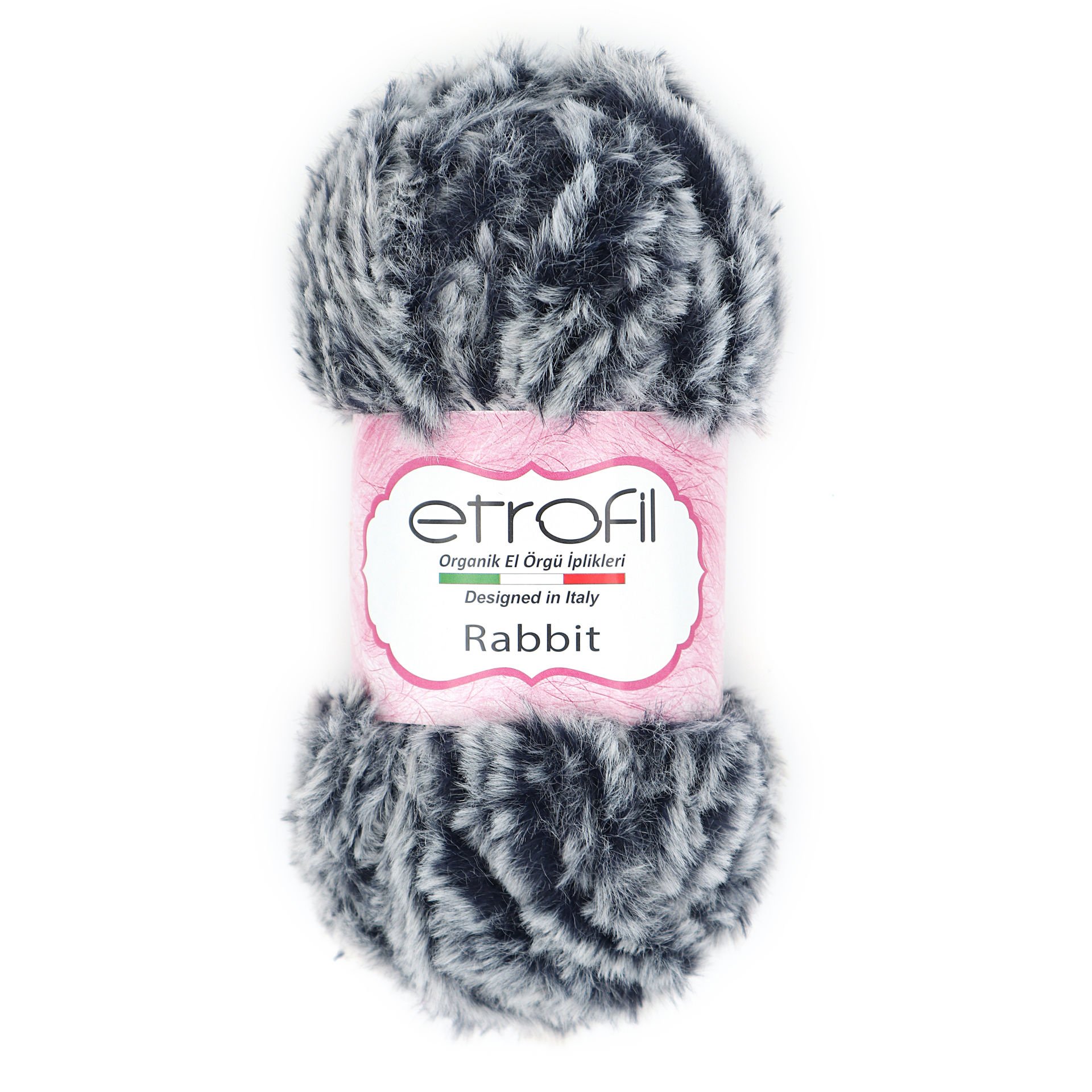 Etrofil Rabbit Kürk El Örgü ipi - Siyah Melanj 70548